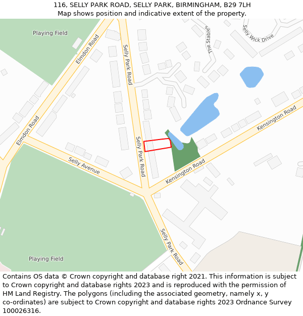 116, SELLY PARK ROAD, SELLY PARK, BIRMINGHAM, B29 7LH: Location map and indicative extent of plot