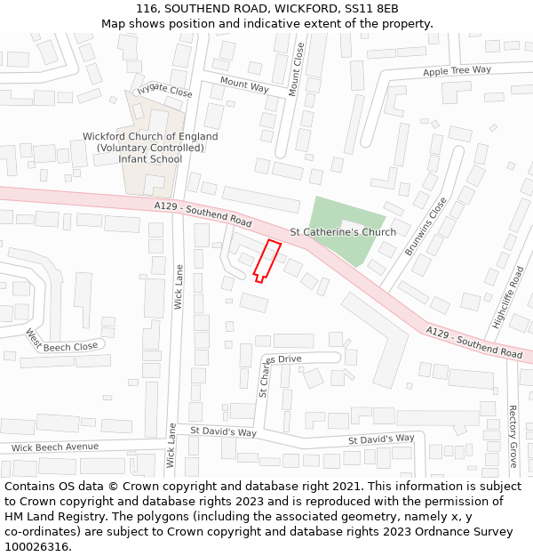 116, SOUTHEND ROAD, WICKFORD, SS11 8EB: Location map and indicative extent of plot
