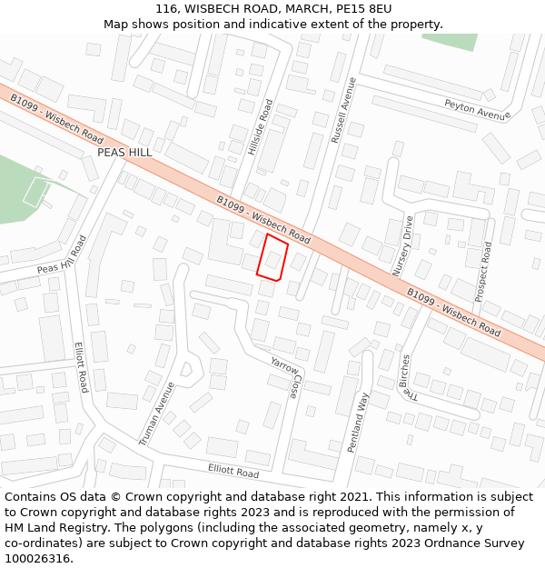 116, WISBECH ROAD, MARCH, PE15 8EU: Location map and indicative extent of plot