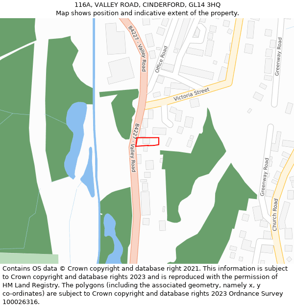 116A, VALLEY ROAD, CINDERFORD, GL14 3HQ: Location map and indicative extent of plot