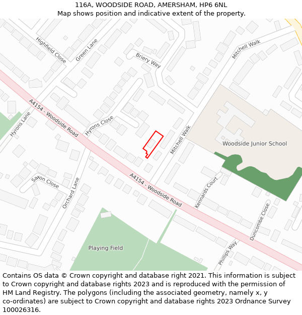 116A, WOODSIDE ROAD, AMERSHAM, HP6 6NL: Location map and indicative extent of plot