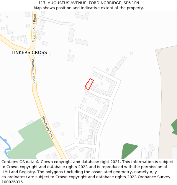 117, AUGUSTUS AVENUE, FORDINGBRIDGE, SP6 1FN: Location map and indicative extent of plot