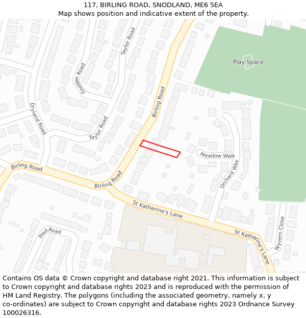 117, BIRLING ROAD, SNODLAND, ME6 5EA: Location map and indicative extent of plot