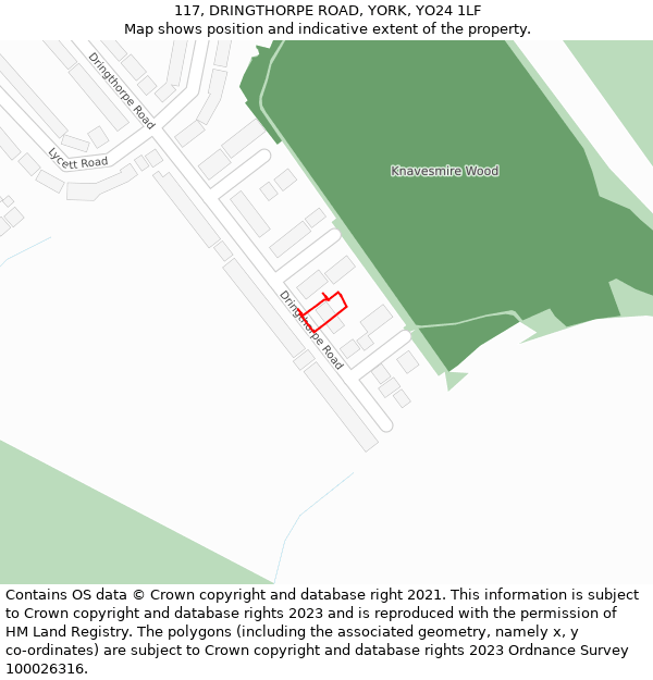 117, DRINGTHORPE ROAD, YORK, YO24 1LF: Location map and indicative extent of plot