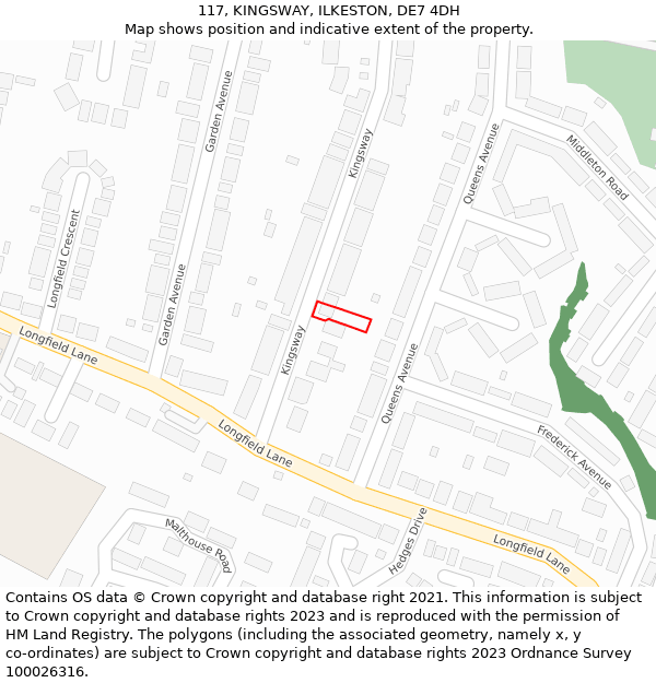 117, KINGSWAY, ILKESTON, DE7 4DH: Location map and indicative extent of plot