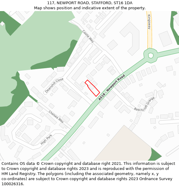 117, NEWPORT ROAD, STAFFORD, ST16 1DA: Location map and indicative extent of plot