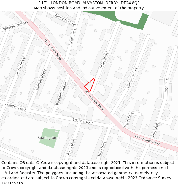1171, LONDON ROAD, ALVASTON, DERBY, DE24 8QF: Location map and indicative extent of plot