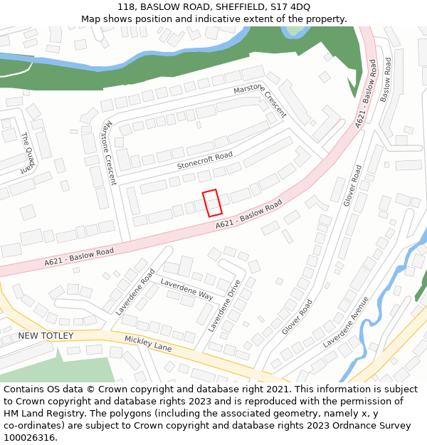 118, BASLOW ROAD, SHEFFIELD, S17 4DQ: Location map and indicative extent of plot