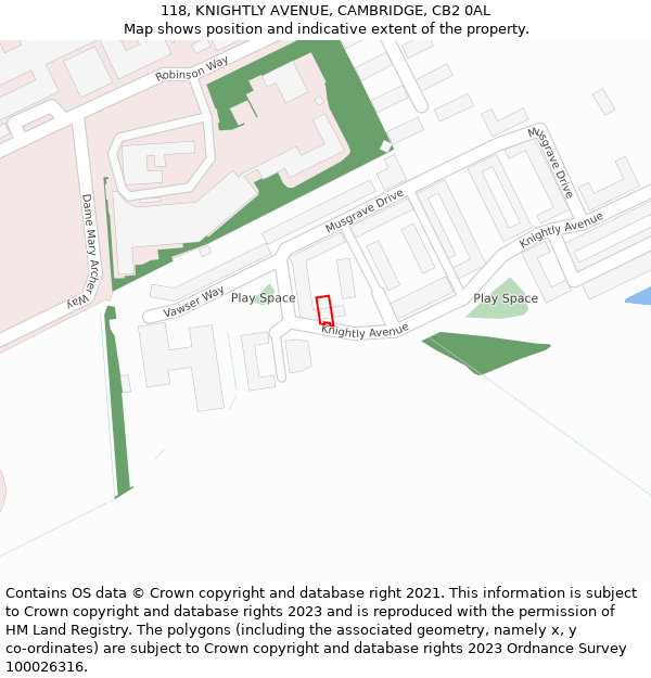 118, KNIGHTLY AVENUE, CAMBRIDGE, CB2 0AL: Location map and indicative extent of plot