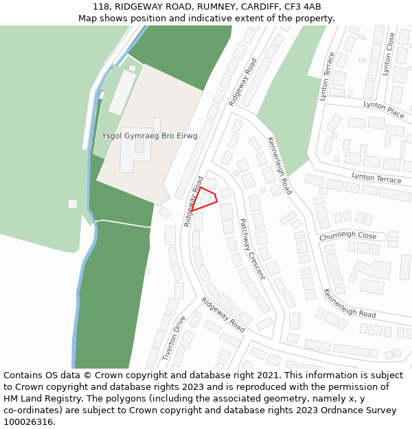 118, RIDGEWAY ROAD, RUMNEY, CARDIFF, CF3 4AB: Location map and indicative extent of plot