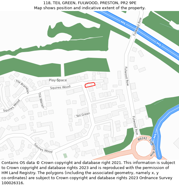 118, TEIL GREEN, FULWOOD, PRESTON, PR2 9PE: Location map and indicative extent of plot