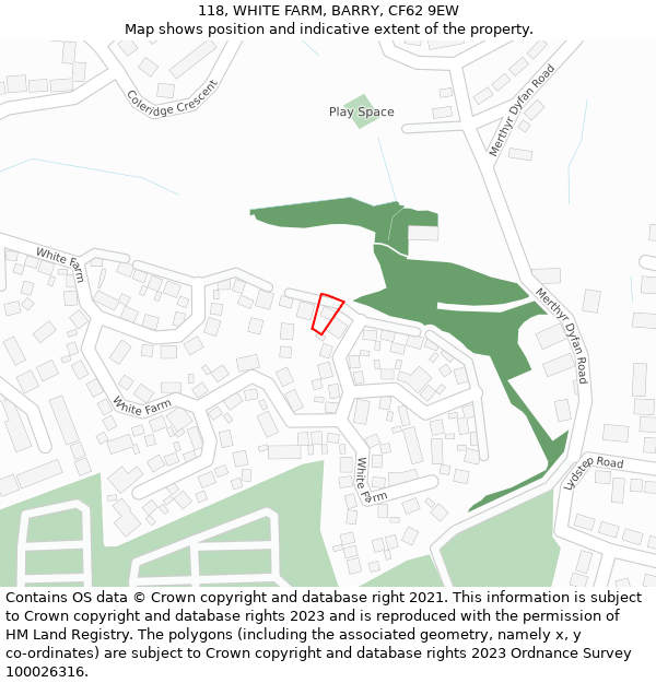 118, WHITE FARM, BARRY, CF62 9EW: Location map and indicative extent of plot