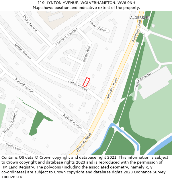 119, LYNTON AVENUE, WOLVERHAMPTON, WV6 9NH: Location map and indicative extent of plot