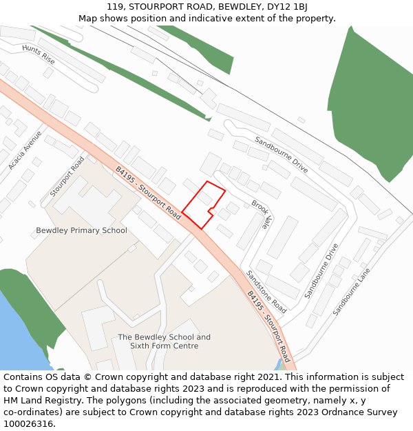 119, STOURPORT ROAD, BEWDLEY, DY12 1BJ: Location map and indicative extent of plot