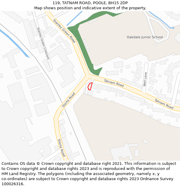 119, TATNAM ROAD, POOLE, BH15 2DP: Location map and indicative extent of plot