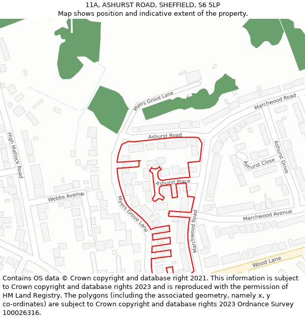 11A, ASHURST ROAD, SHEFFIELD, S6 5LP: Location map and indicative extent of plot