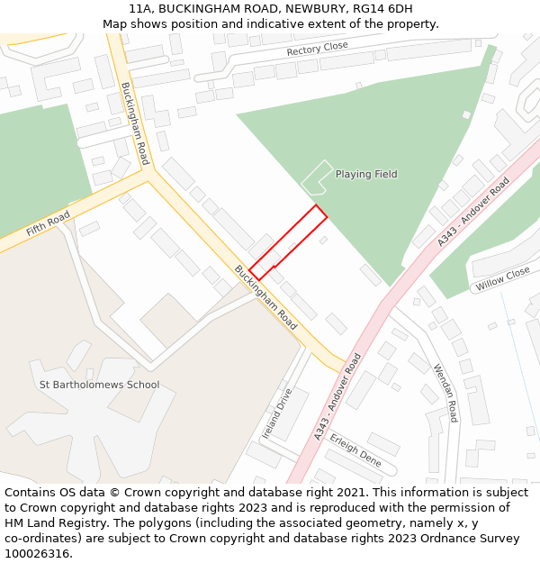 11A, BUCKINGHAM ROAD, NEWBURY, RG14 6DH: Location map and indicative extent of plot