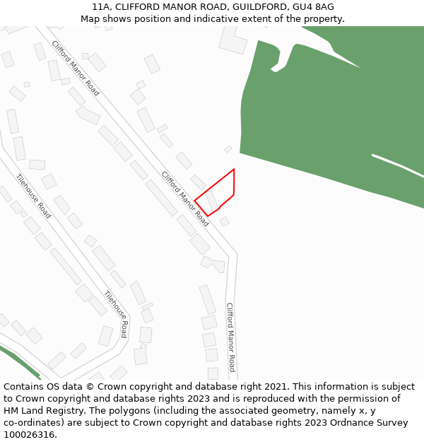 11A, CLIFFORD MANOR ROAD, GUILDFORD, GU4 8AG: Location map and indicative extent of plot