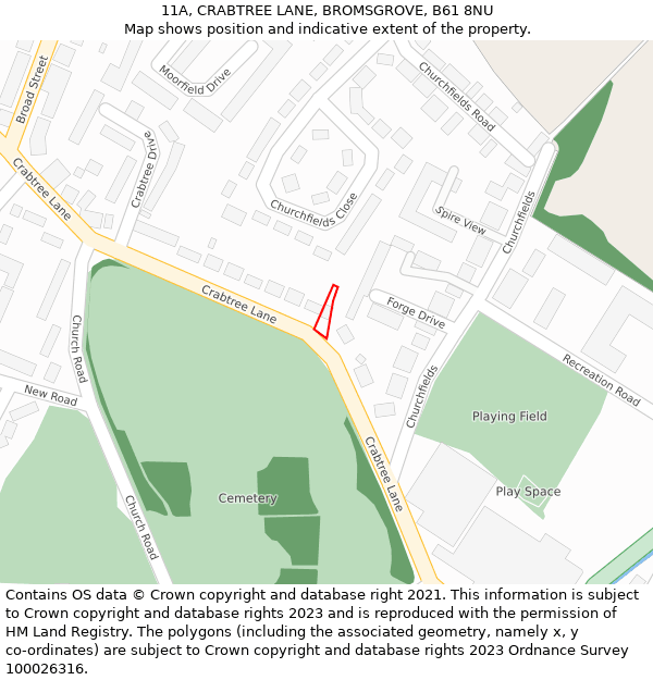 11A, CRABTREE LANE, BROMSGROVE, B61 8NU: Location map and indicative extent of plot
