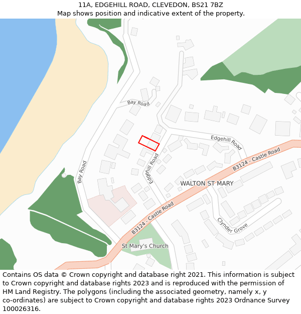 11A, EDGEHILL ROAD, CLEVEDON, BS21 7BZ: Location map and indicative extent of plot