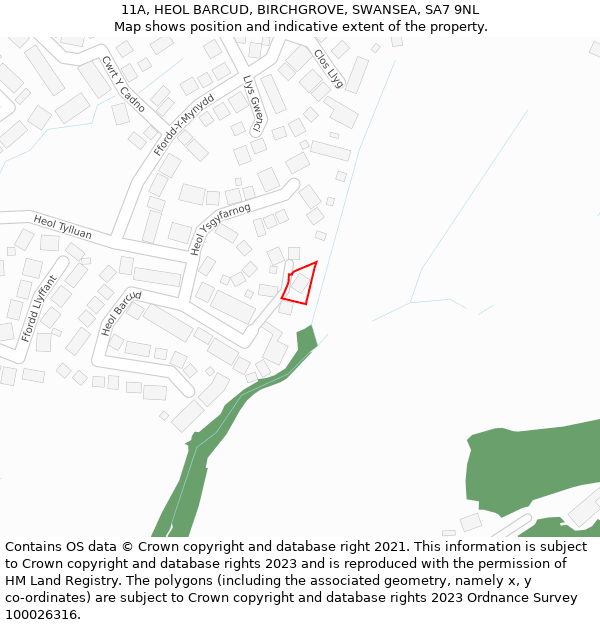 11A, HEOL BARCUD, BIRCHGROVE, SWANSEA, SA7 9NL: Location map and indicative extent of plot