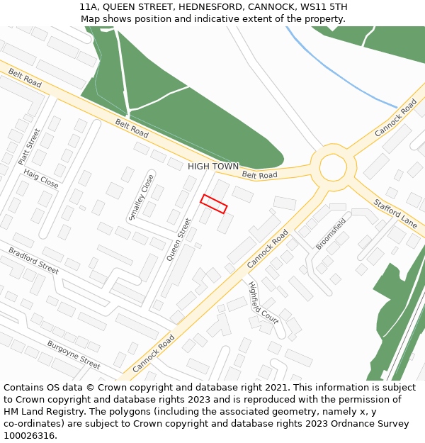 11A, QUEEN STREET, HEDNESFORD, CANNOCK, WS11 5TH: Location map and indicative extent of plot