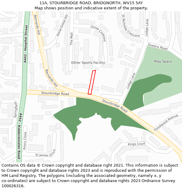 11A, STOURBRIDGE ROAD, BRIDGNORTH, WV15 5AY: Location map and indicative extent of plot