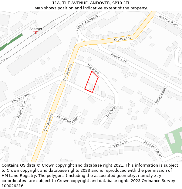 11A, THE AVENUE, ANDOVER, SP10 3EL: Location map and indicative extent of plot