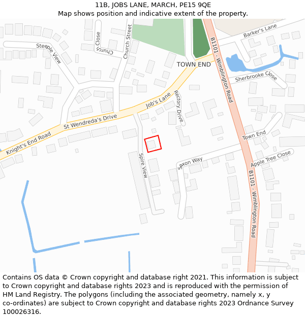 11B, JOBS LANE, MARCH, PE15 9QE: Location map and indicative extent of plot