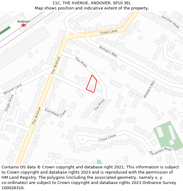 11C, THE AVENUE, ANDOVER, SP10 3EL: Location map and indicative extent of plot