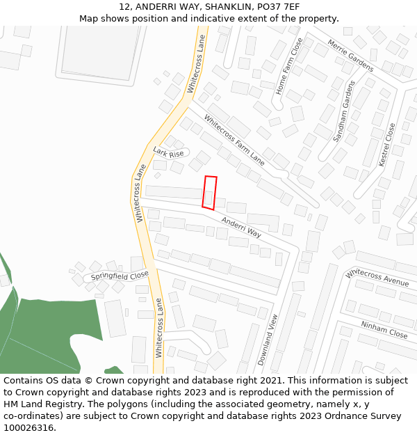 12, ANDERRI WAY, SHANKLIN, PO37 7EF: Location map and indicative extent of plot