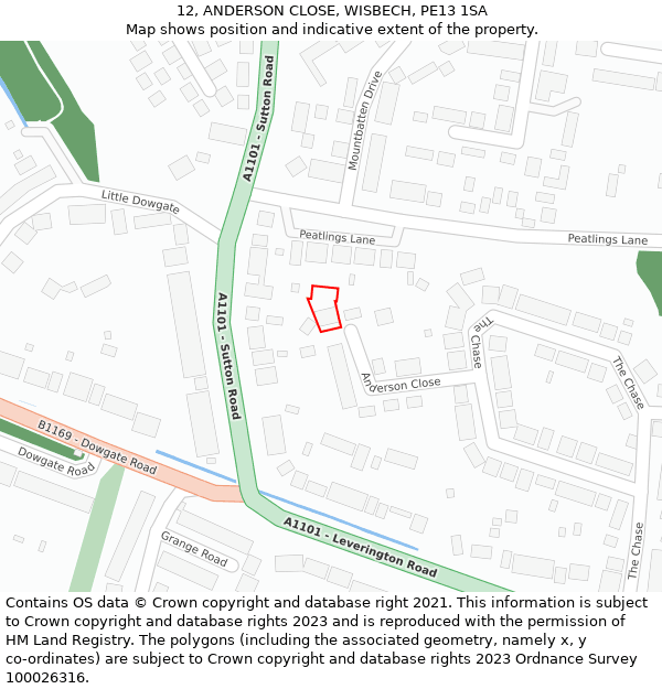 12, ANDERSON CLOSE, WISBECH, PE13 1SA: Location map and indicative extent of plot