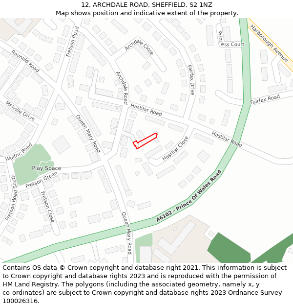12, ARCHDALE ROAD, SHEFFIELD, S2 1NZ: Location map and indicative extent of plot