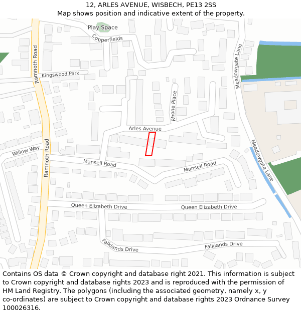 12, ARLES AVENUE, WISBECH, PE13 2SS: Location map and indicative extent of plot