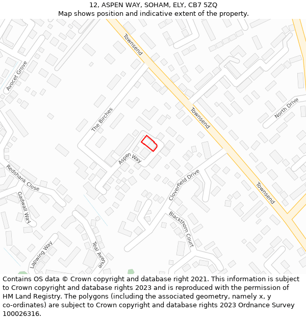 12, ASPEN WAY, SOHAM, ELY, CB7 5ZQ: Location map and indicative extent of plot