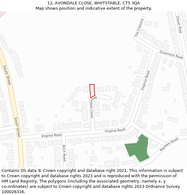 12, AVONDALE CLOSE, WHITSTABLE, CT5 3QA: Location map and indicative extent of plot