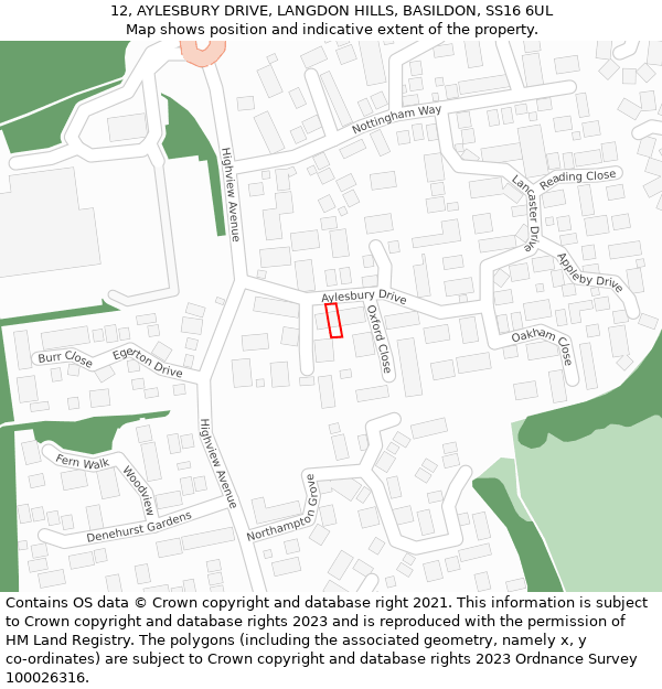 12, AYLESBURY DRIVE, LANGDON HILLS, BASILDON, SS16 6UL: Location map and indicative extent of plot