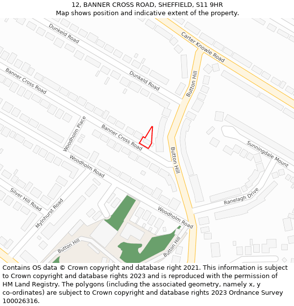 12, BANNER CROSS ROAD, SHEFFIELD, S11 9HR: Location map and indicative extent of plot