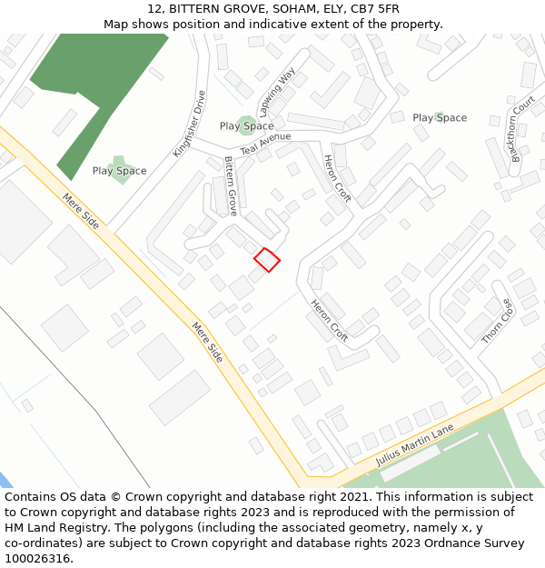 12, BITTERN GROVE, SOHAM, ELY, CB7 5FR: Location map and indicative extent of plot