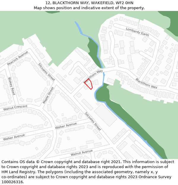 12, BLACKTHORN WAY, WAKEFIELD, WF2 0HN: Location map and indicative extent of plot