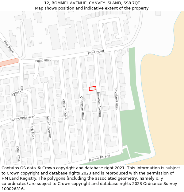 12, BOMMEL AVENUE, CANVEY ISLAND, SS8 7QT: Location map and indicative extent of plot