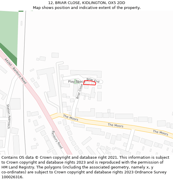 12, BRIAR CLOSE, KIDLINGTON, OX5 2DD: Location map and indicative extent of plot