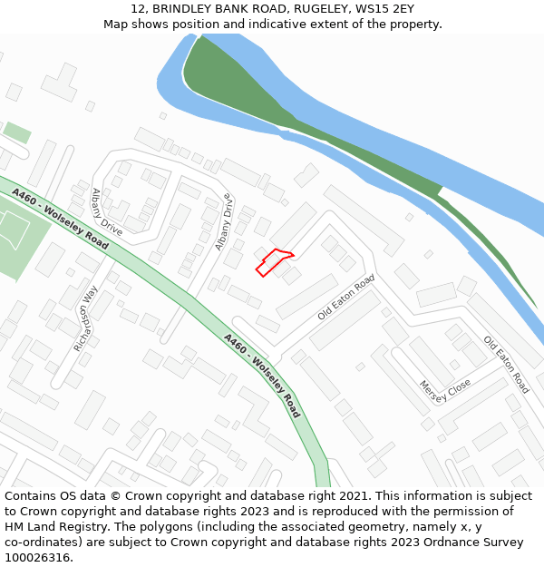 12, BRINDLEY BANK ROAD, RUGELEY, WS15 2EY: Location map and indicative extent of plot