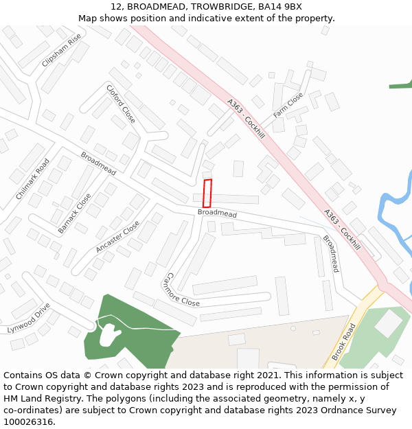 12, BROADMEAD, TROWBRIDGE, BA14 9BX: Location map and indicative extent of plot