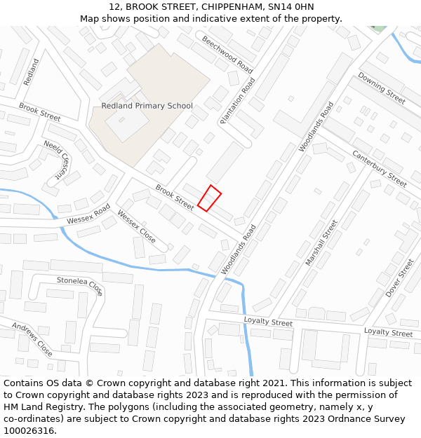 12, BROOK STREET, CHIPPENHAM, SN14 0HN: Location map and indicative extent of plot