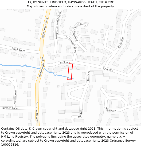 12, BY SUNTE, LINDFIELD, HAYWARDS HEATH, RH16 2DF: Location map and indicative extent of plot