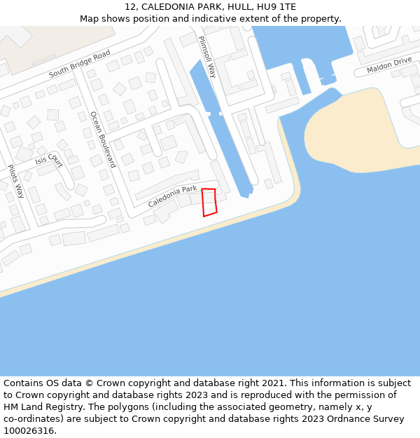12, CALEDONIA PARK, HULL, HU9 1TE: Location map and indicative extent of plot