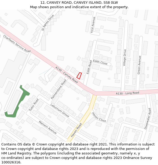 12, CANVEY ROAD, CANVEY ISLAND, SS8 0LW: Location map and indicative extent of plot