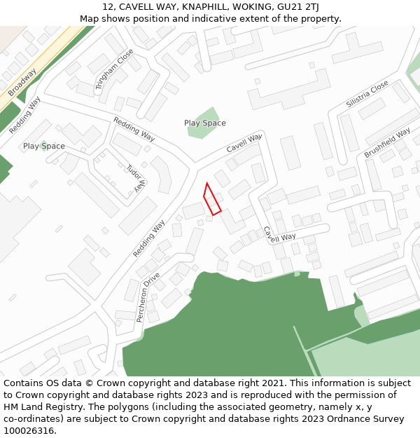 12, CAVELL WAY, KNAPHILL, WOKING, GU21 2TJ: Location map and indicative extent of plot