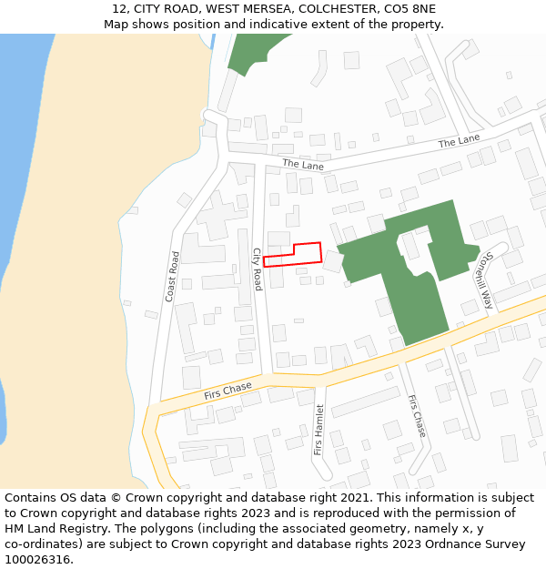 12, CITY ROAD, WEST MERSEA, COLCHESTER, CO5 8NE: Location map and indicative extent of plot